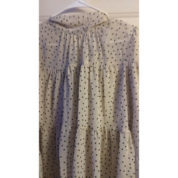 Vestique Small Cream Polka Dot Blouse w/ Tie. Sheer with lining   Coquette Y2K, - Picture 5 of 9